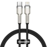 CABLU alimentare si date Baseus Cafule Metal, Fast Charging DataCable pt. smartphone, USB Type-C la Lightning Iphone PD 20W,braided, 0.25m, negru &amp;quo