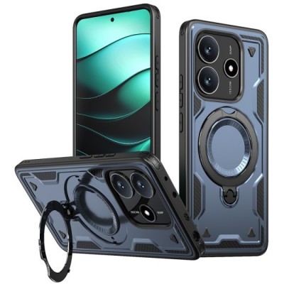 Husa military armour cu inel metalic, ALC MOBILE, compatibila cu Xiaomi Redmi Note 14 4G, Albastru foto
