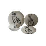 Set 4 piese, pentru o persoana, Ivoire decorat cu corp pisica