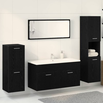 vidaXL Set de Mobilă pentru Baie 4 pcs Stejar Negru 30 x 30 x 130 cm 3334363 foto