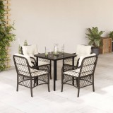 VidaXL Set mobilier de grădină, 5 piese, cu perne, maro, poliratan
