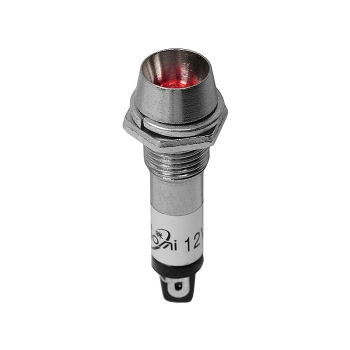 Bec martor 12Vdc 9x36mm LED rosu metal