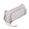 Penar neechipat elegant, 1 compartiment incapator, buzunare interioare si agatatoare laterala, 22 x 6 x 11 cm, alb cu fermoar roz , accesorul perfect