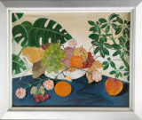 R. Binder-Natură statică cu fructe, pictură &icirc;n ulei pe p&acirc;nză, Natura statica, Realism