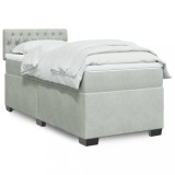 VidaXL Pat box spring cu saltea, gri deschis, 90x190 cm, catifea 3286192