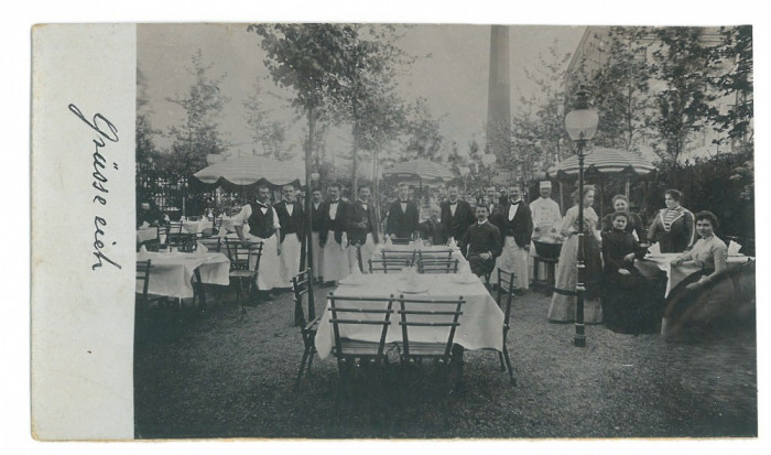 4308 - ORADEA, Restaurant - old postcard (13,5/7,5 cm) real PHOTO - used - 1903