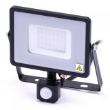 Reflector LED SMD cu senzor miscare, 30 W, 2400 lm, 4000 K, protectie IP44, Negru/Gri, General