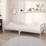 vidaXL Pat de zi cu saltea, alb, 90x200 cm, lemn masiv de pin