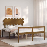 VidaXL Cadru de pat senior cu tăblie, 140x200 cm maro miere lemn masiv