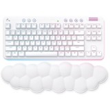 Tastatura mecanica gaming Logitech Lightspeed G715, Wireless, TKL, RGB, layout US INT&amp;#039;L, White Mist