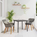 vidaXL Set de masă pentru grădină cu pernă 3 pcs Gri poliratan 3261677