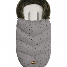 Sac de iarna Kikkaboo pentru carucior 95x45 cm Luxury Fur Dots Grey