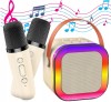 SET KARAOKE DIFUZOR FĂRĂ FIR DOUĂ MICROFOANE BT COLORURI PORTABIL RGB