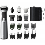 Aparat de tuns barba si parul 16 in 1 Philips Multigroom Seria 7000 MG7736/15, Lame metalice cu auto-ascutire, 9 piepteni, Rezistent la apa, Husa, Neg