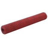 Cumpara ieftin Plasa de sarma gaini, rosu, 25 x 1 m, otel cu invelis PVC