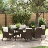 Cumpara ieftin Set de masă pentru grădină cu pernă 7 pcs Maro Rattan poli