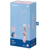 Vibrator cu Incalzire Lover SATISFYER Pink &amp; Beige, Control App, Punct G &amp; Clitoris, Rezistent la Apa