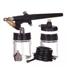 Aerograf Airbrush ABR-01 Furtun si Duza 0,8mm Doua Rezervoare 20 ml foto