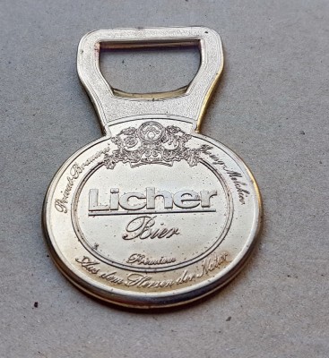C824-Desfacator bere LICHER Premium vechi colectie metal argintiu. foto
