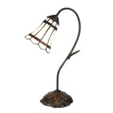 Cumpara ieftin Veioza decorativa sticla alba maro polirasina Tiffany 30x17x48 cm