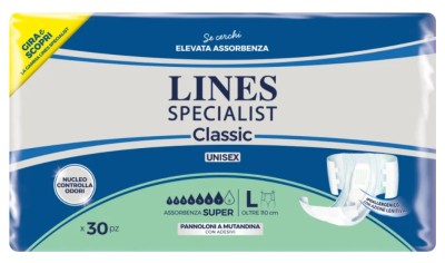 Scutece pentru adulti Lines Specialist Classic Super, 7 picaturi, marimea L, 30 bucati, unisex foto