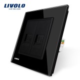 Priza dubla internet Livolo cu rama din sticla SmartElectro IntelligentHouse