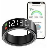 Inel inteligent fitness smart ring, Brivoo&reg;, monitorizare puls, pasi, somn, calorii - afisaj LED,, 11, Negru