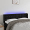 vidaXL Tăblie de pat cu LED, negru, 147x16x78/88 cm, piele ecologică