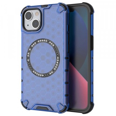Husa MagSafe pentru Apple iPhone 13, Techsuit, HoneyComb Shield, Albastra foto