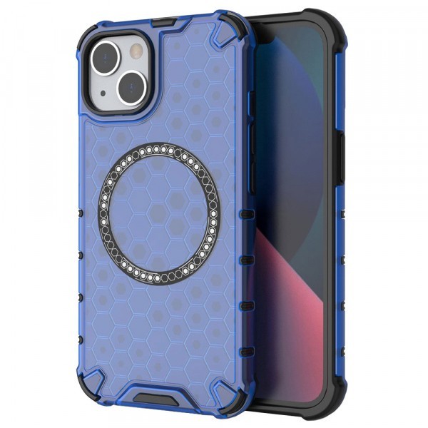 Husa MagSafe pentru Apple iPhone 13, Techsuit, HoneyComb Shield, Albastra