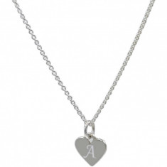 Lant argint 925, 50 cm, si charm inima argint cu agatare inima, gravat litera A