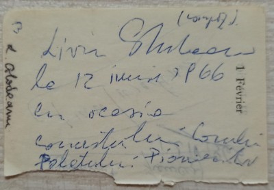 Dedicatie olografa Liviu Glodeanu foto
