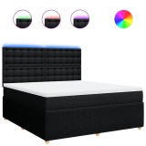 Cumpara ieftin Pat box spring cu saltea, negru, 180x200 cm, catifea