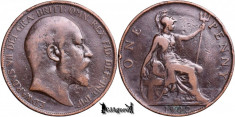 1902, 1 Penny - Edward al VII-lea - Regatul Unit - KM# 794.2 foto