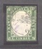 Italy Sardinia 1855 Definitives, King Viktor Emanuel II, 5c emerald, used AM.098, Stampilat