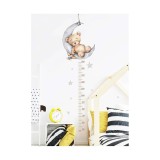 Sticker Perete Autocolant cu Centimetru pentru Copii - Ursulet pe Luna