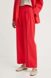 2NDDAY pantaloni 2ND Carter - Attired Suiting femei, culoarea rosu, lat, high waist, 2244160119