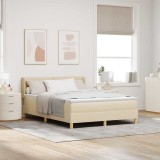 Cumpara ieftin Pat cu Saltea cu Arcuri cu saltea Crem 140 x 190 cm țesătură