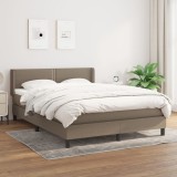 Pat box spring cu saltea, gri taupe, 140x200 cm, textil
