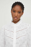 Answear Lab camasa din bumbac X limited collection NO SHAME femei, culoarea alb, cu guler stand-up, regular