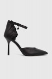 Karl Lagerfeld stilettos de piele SARABANDE culoarea negru, KL30923