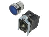 Comutator apasare 22mm cu LED Albastru 24V Schneider Electric, Contacte NC+NO, IP66 Harmony XB4