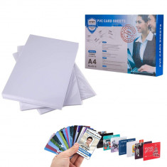 Set 100 folii pvc pentru carti de vizita, format a4, 760 microni, printabile