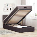 vidaXL Cadru de pat otoman cu saltea țesătură maro &icirc;nchis 90x190cm 3312273