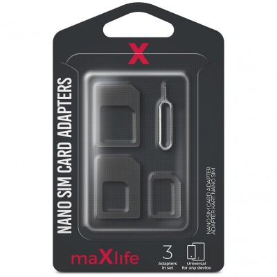 Adaptor SIM MaXlife, Set 5 in 1, Negru foto