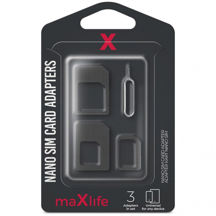 Adaptor SIM MaXlife, Set 5 in 1, Negru