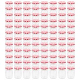 Borcane de sticla pentru gem capace alb &amp; rosu 96 buc. 230 ml