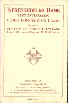 HST A37 Reclamă Banca Comercială Lugoj ante 1918 foto