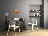 Tablou Canvas, "Bizon &icirc;n lumina dimineții mistice", Bizon, Răsărit, Ceață, Pajiște, Serenitate, Siluetă, Lumină, Natură, Dimineață, Peisaj, 39 x 26 cm