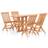 Cumpara ieftin Set mobilier de exterior pliabil, 5 piese, lemn masiv de tec